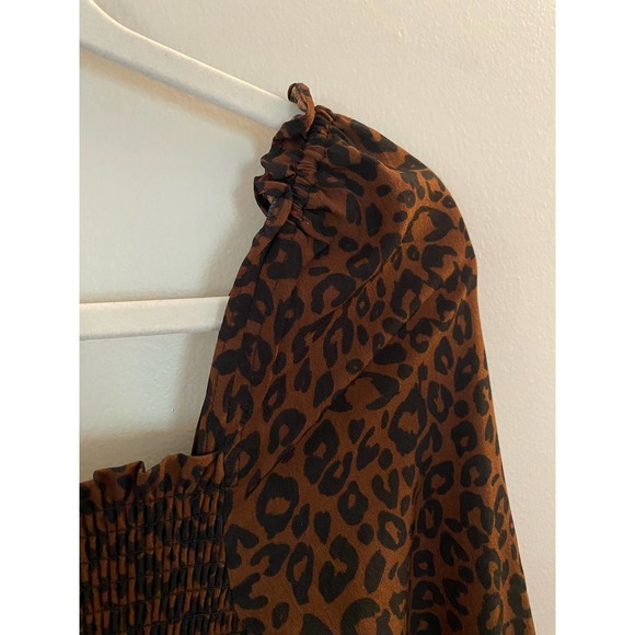 BP. Nordstrom shirred ruffled mini leopard square neck cute summer dress 0044 - Picture 8 of 9